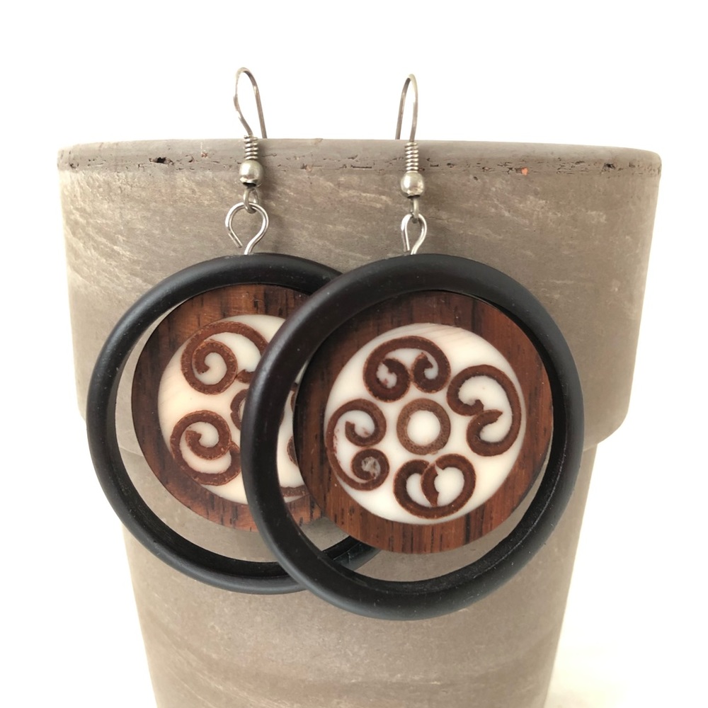Round Wood Earrings